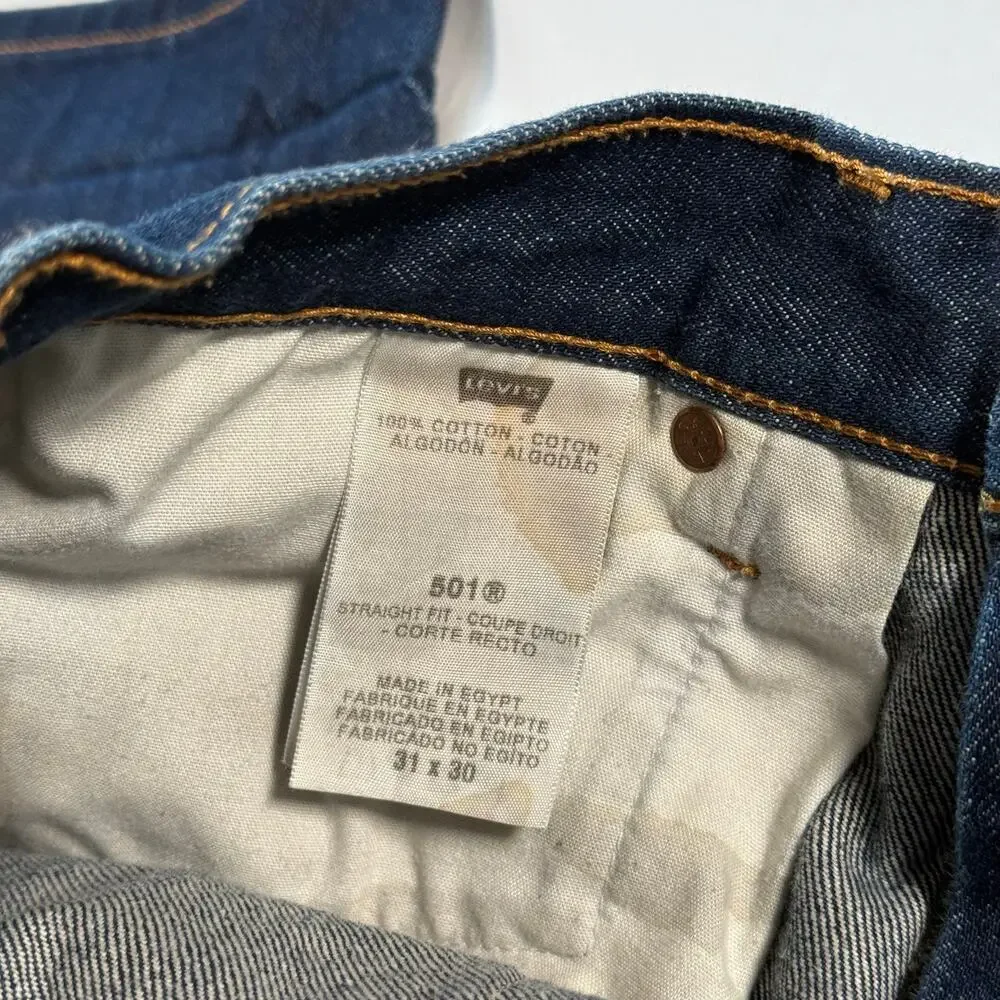 Levi's 501 Jeans Mens 31x30 Dark Wash Button Fly Straight Leg 100% Cotton